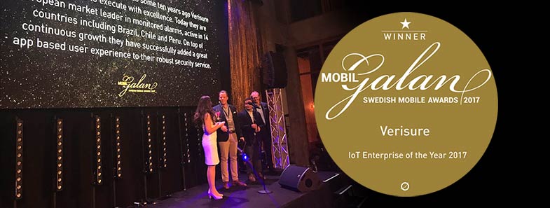 Verisure vinner prestigefullt pris på Mobilgalan