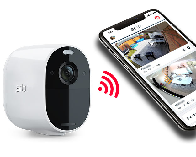Trådlös övervakningskamera till mobilen från Arlo som blivit utsedd till bäst i test och som kan användas både utomhus och inomhus. Kopplas upp med övervakningskamera wifi.