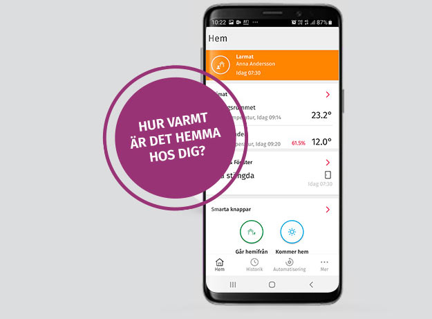 Kontrollera fukten inomhus i Verisure App med klimatdetektor