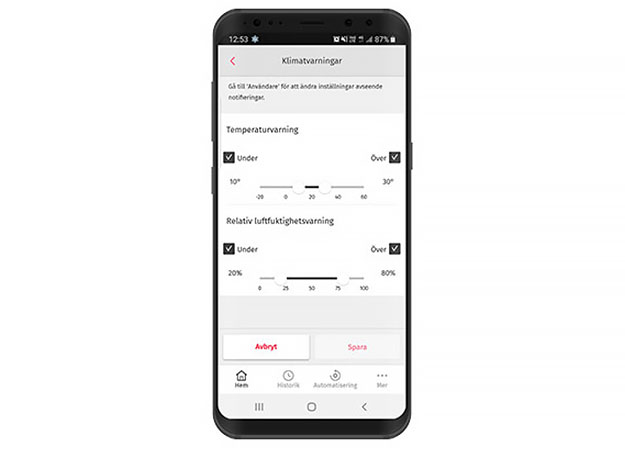 Kontrollera temperaturen inomhus i Verisure App med klimatdetektor