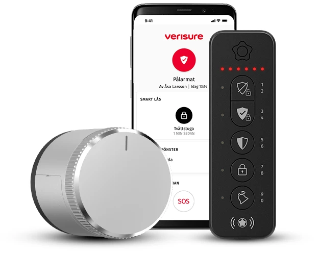 LockGuard, Larmpanel utomhus och Verisure App.